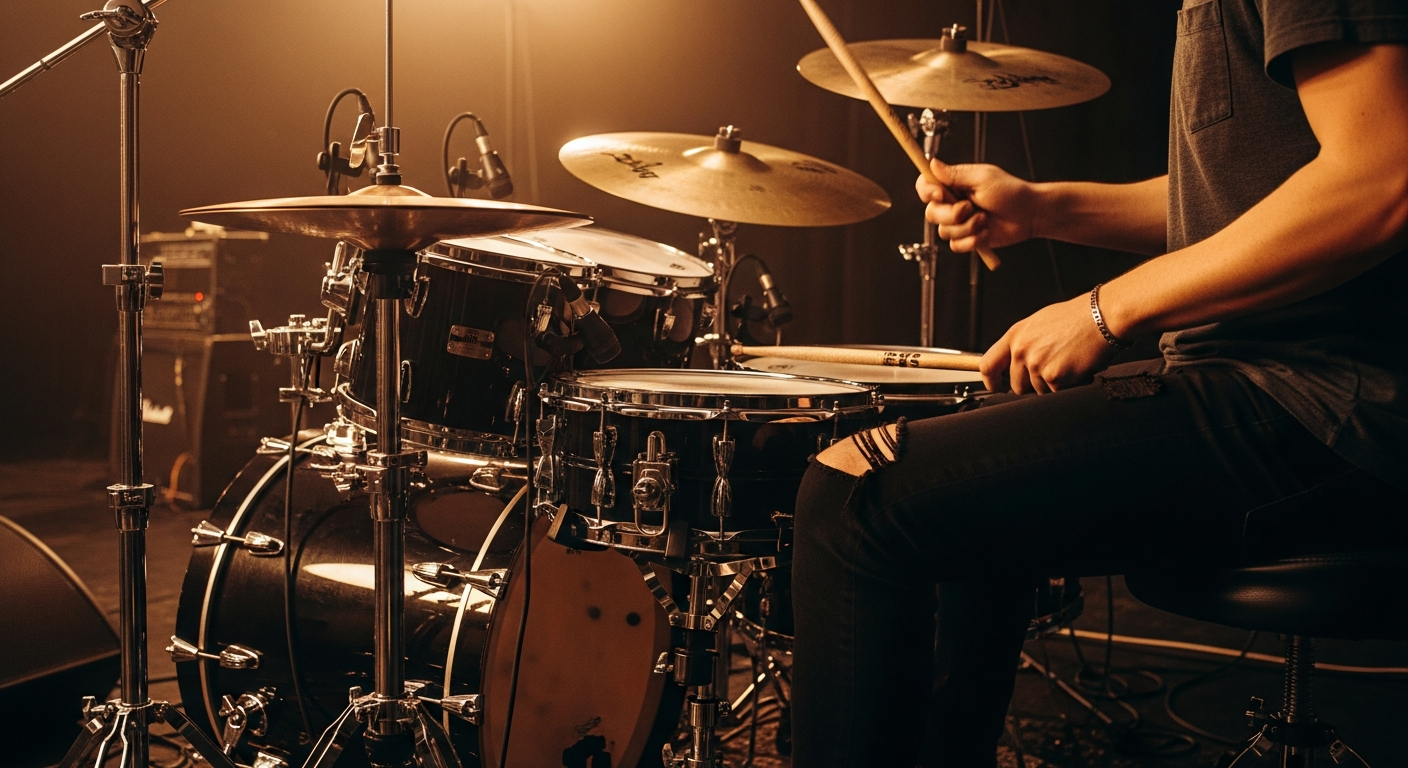 Exercícios (rudimentos) de bateria em aúdio